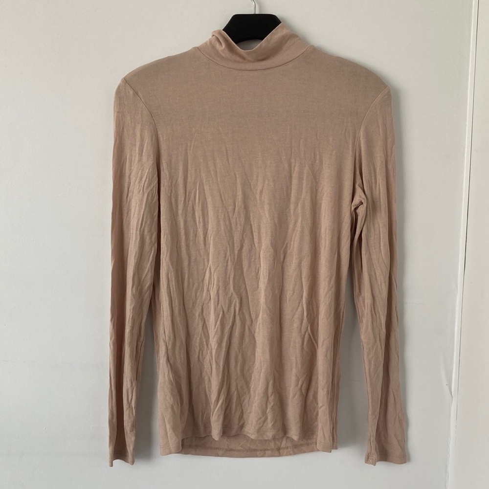 Mango Women's Long Sleeve Turtleneck Top in Nude Beige